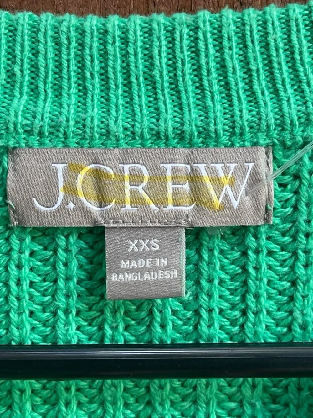 J.Crew Green Ribbed Chunky Knit Cotton Minimalist Classic Sweater Sp23 Sz XXS